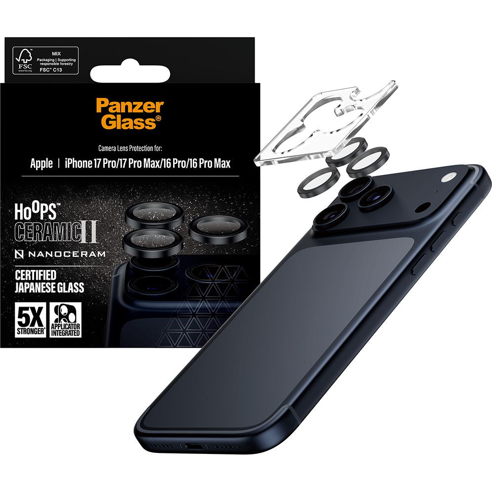 Keramikglas mit Applikator für iPhone 17 Pro Max / 17 Pro / 16 Pro Max / 16 Pro, PanzerGlass Hoops Ceramic II