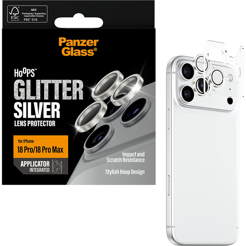 Gehärtetes Glas mit Applikator für iPhone 18 Pro Max / 18 Pro, PanzerGlass Hoops Camera, Silver (5/6)