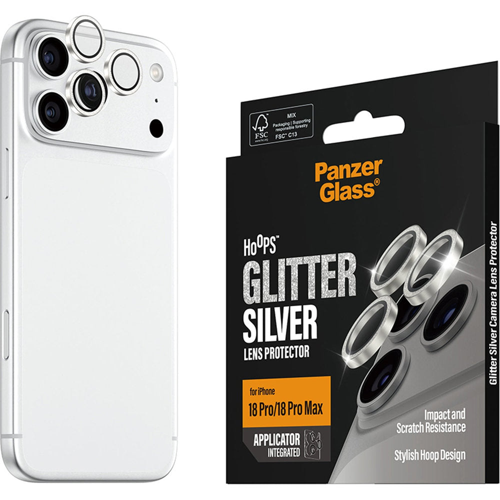 Gehärtetes Glas mit Applikator für iPhone 18 Pro Max / 18 Pro, PanzerGlass Hoops Camera, Silver (6/6)