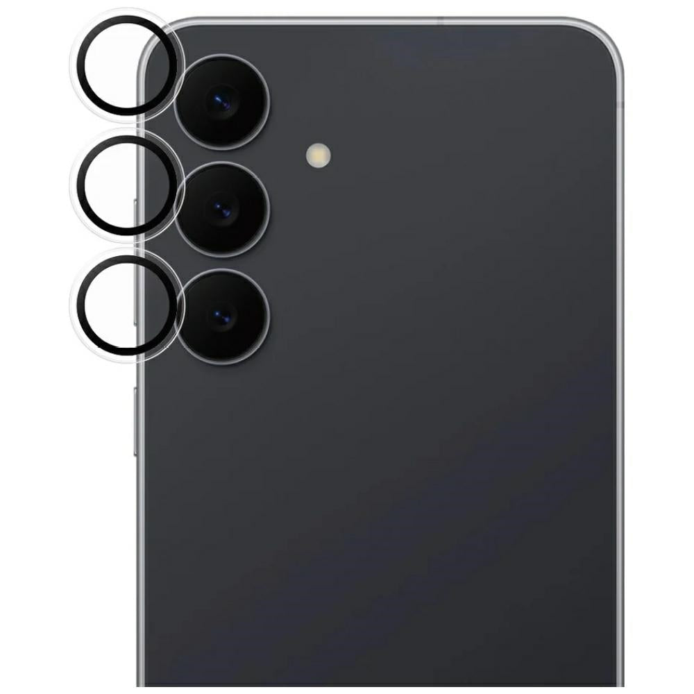 Gehärtetes Glas mit Applikator für Galaxy S25 FE, PanzerGlass Hoops Camera, Transparent mit schwarzen Rahmen
