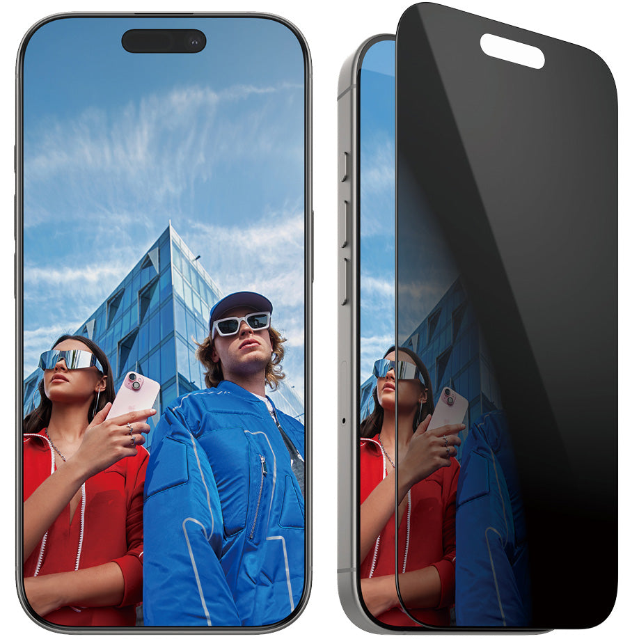 Gehärtetes Glas für das gesamte Display für iPhone 16 Pro, PanzerGlass Ultra-Wide Fit Privacy + EasyAligner, Getönte mit schwarzer Rahmen