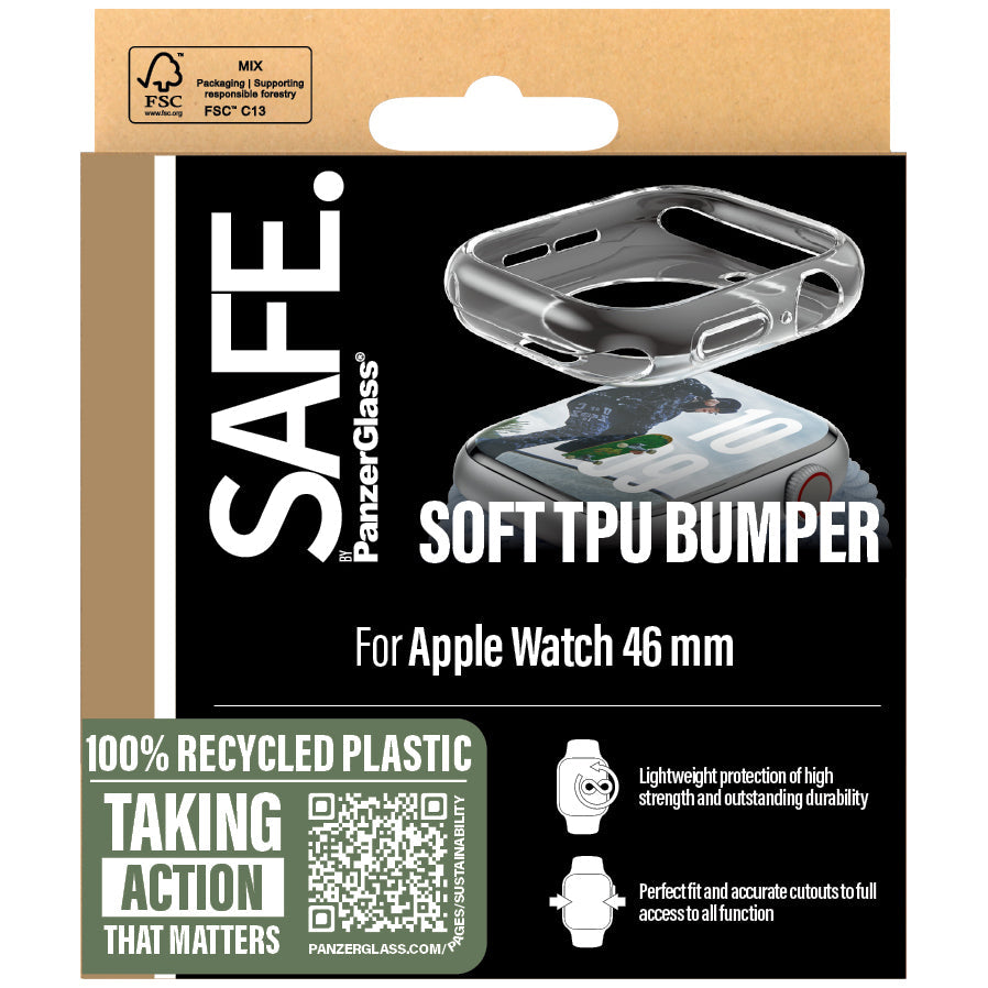 Hülle für Apple Watch 11 / 10 (46 mm), SAFE by PanzerGlass TPU Case, Transparent