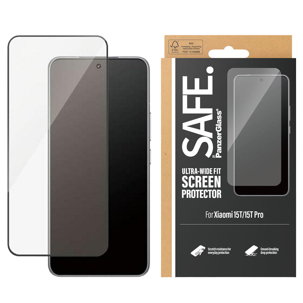 Gehärtetes Glas für Xiaomi 15T / 15T Pro, SAFE by PanzerGlass Ultra-Wide Fit, Transparent