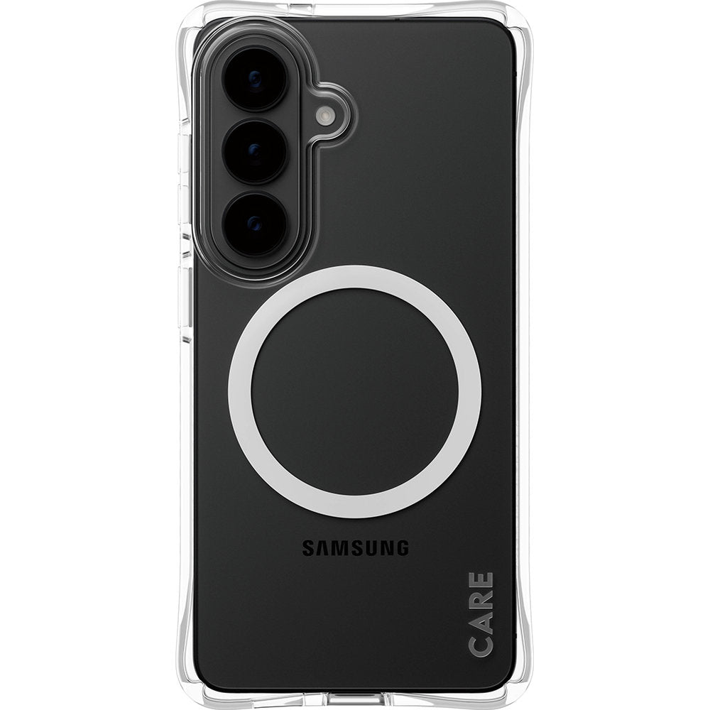 Handyhülle für Galaxy S26, CARE by PanzerGlass Samba Case mit MagSafe, Transparent und Weiß