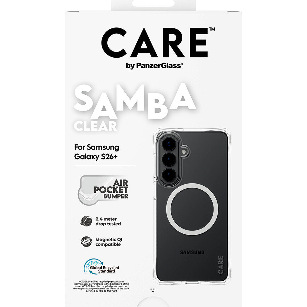 Handyhülle für Galaxy S26 Plus, CARE by PanzerGlass Samba Case mit MagSafe, Transparent und Weiß