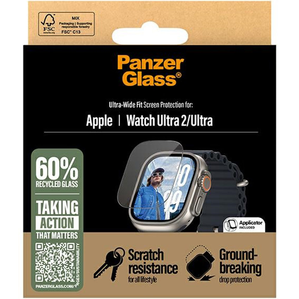 Gehärtetes Glas für Apple Watch Ultra 4/3/2/1 49 mm, PanzerGlass Ultra-Wide Fit
