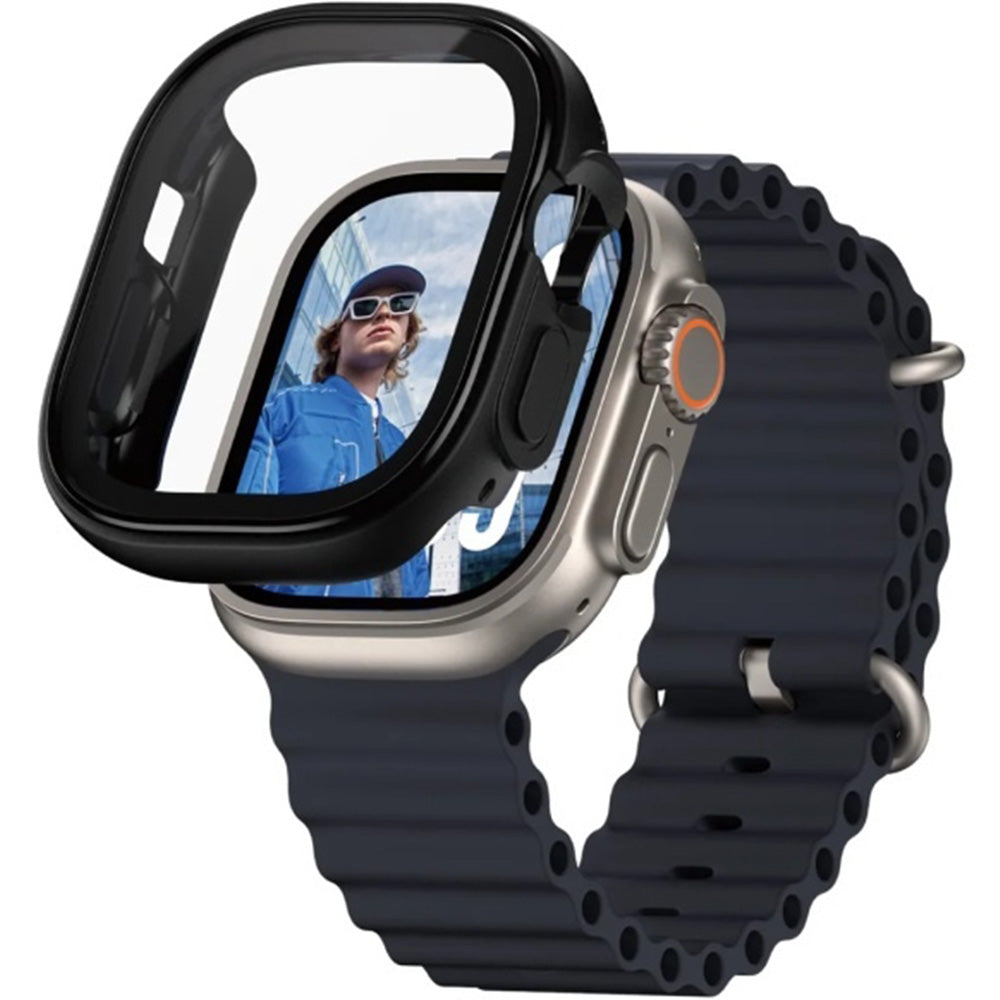 Schutzhülle mit Displayschutz für Apple Watch Ultra 3/2/1 49mm, PanzerGlass Snappie Full Body, Schwarz