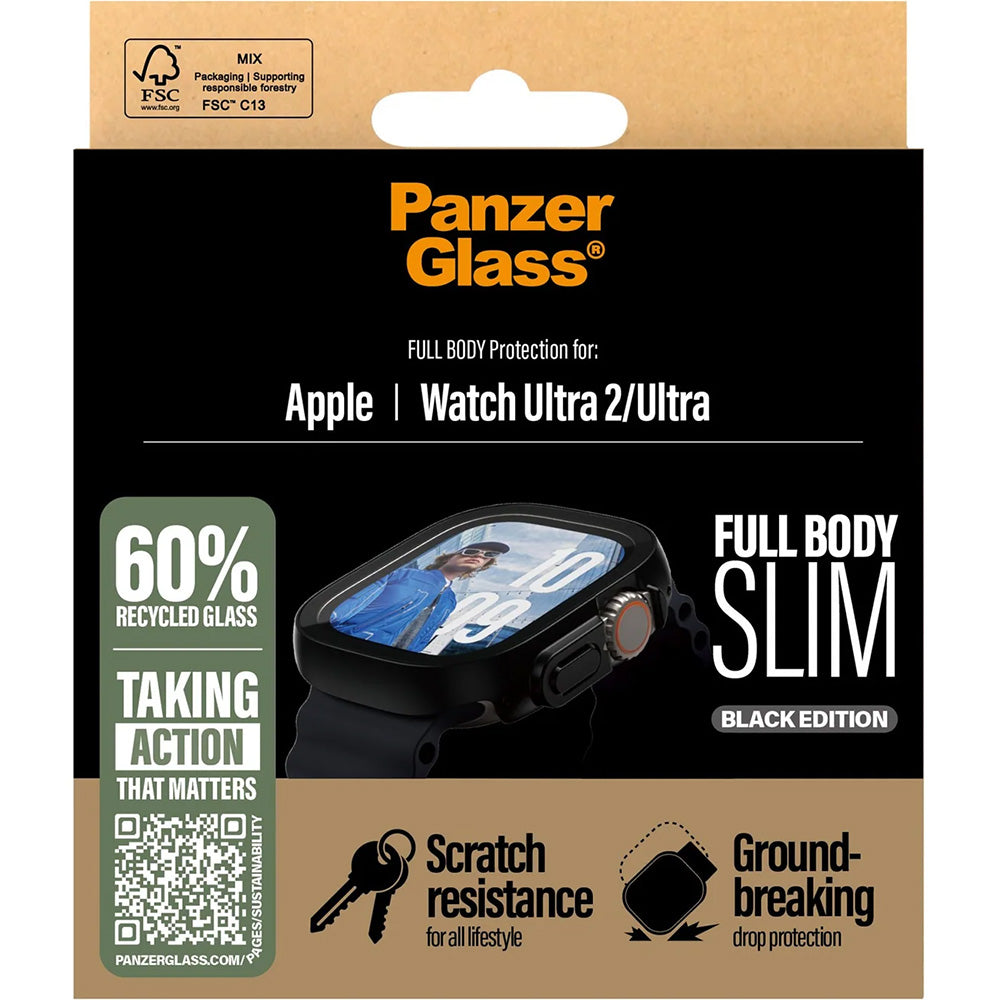 Schutzhülle für Apple Watch Ultra 4/3/2/1 49 mm, PanzerGlass Snappie Full Body Slim, Schwarz
