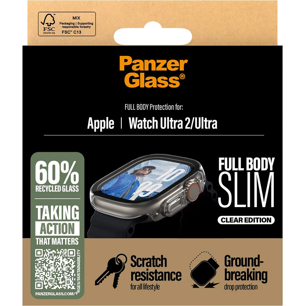 Schutzhülle für Apple Watch Ultra 4/3/2/1 49 mm, PanzerGlass Snappie Full Body Slim, Transparent-schwarz
