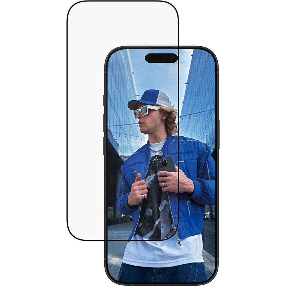Gehärtetes Glas mit Applikator für iPhone 17 / 16 Pro, PanzerGlass Ultra-Wide Fit, Transparent mit schwarzen Rahmen