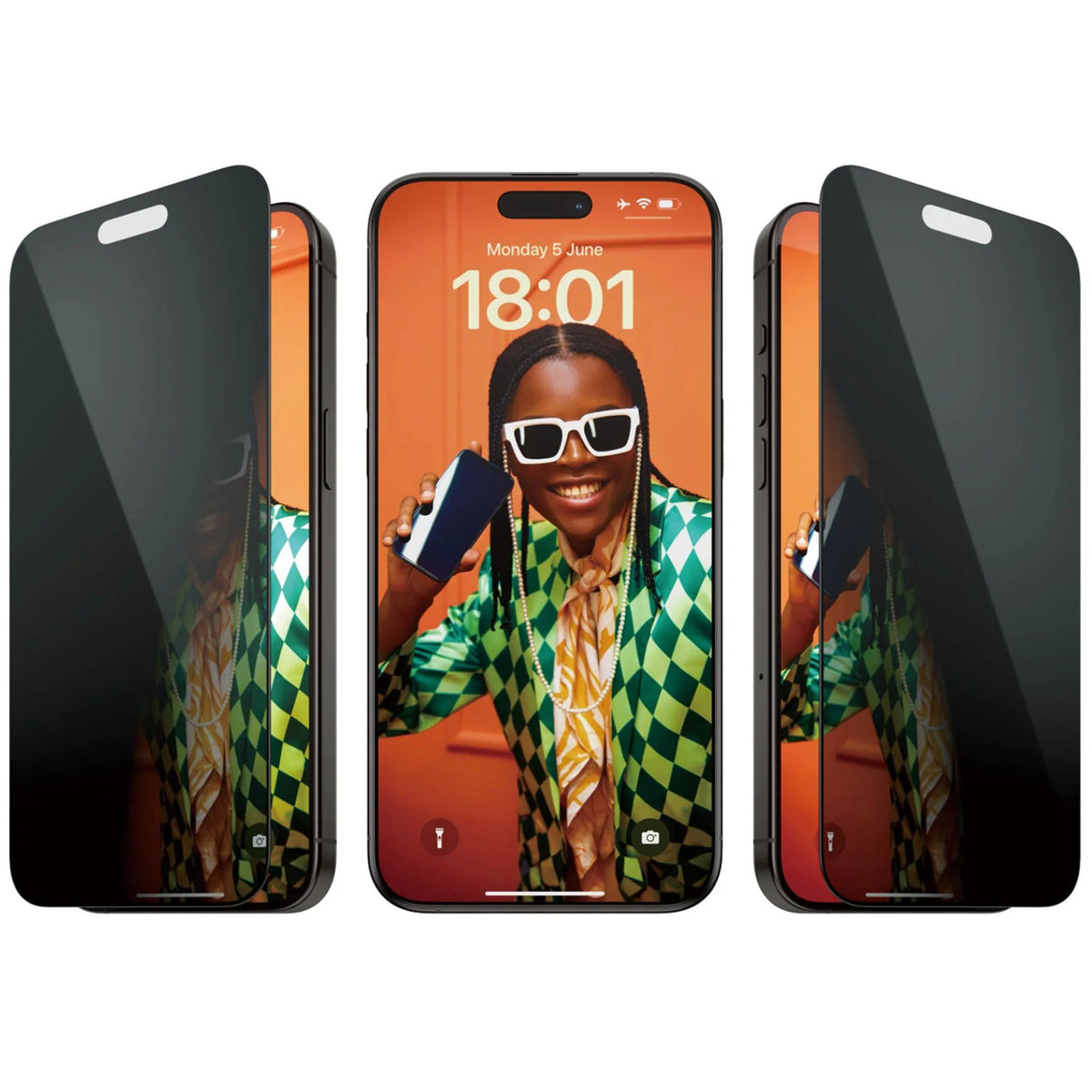 Gehärtetes Glas für das gesamte Display PanzerGlass Ultra-Wide Fit Privacy + EasyAligner für iPhone 15 Pro Max, Getönte mit schwarzer Rahmen