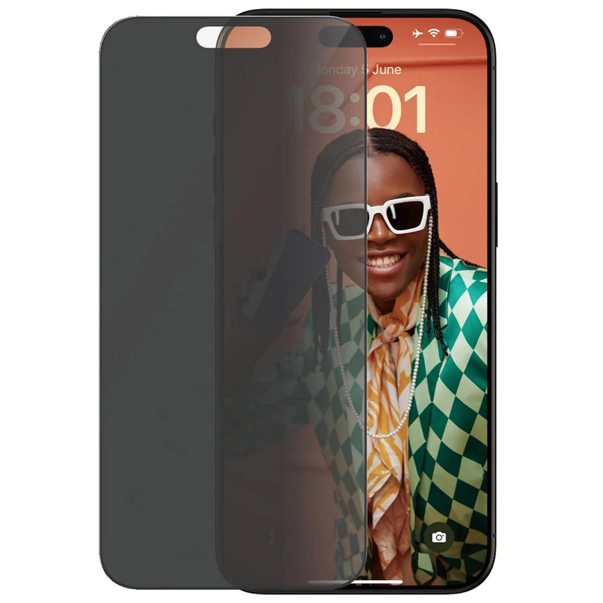 Gehärtetes Glas für das gesamte Display PanzerGlass Ultra-Wide Fit Privacy + EasyAligner für iPhone 15 Pro Max, Getönte mit schwarzer Rahmen
