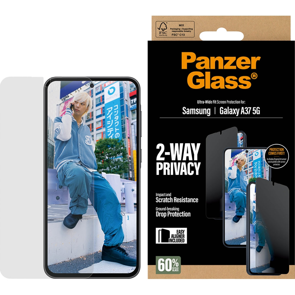 Gehärtetes Glas für Galaxy A37 5G, PanzerGlass Ultra-Wide Fit Privacy, privatisieren
