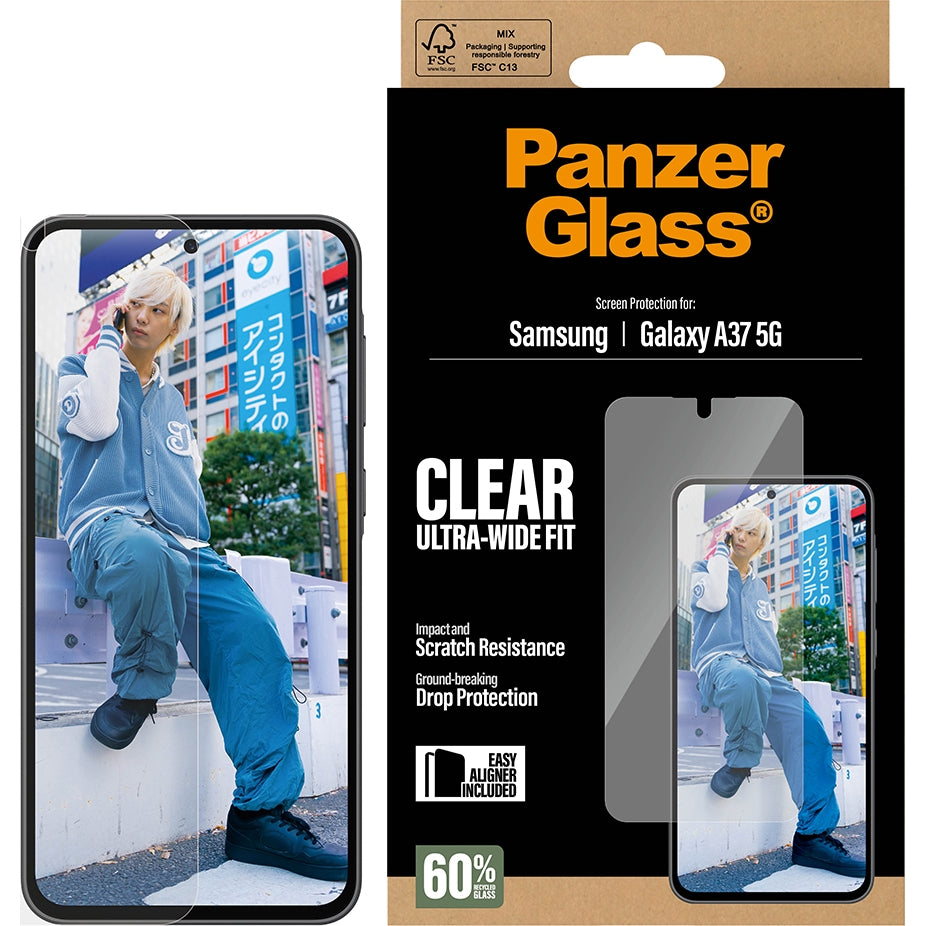Gehärtetes Glas für Galaxy A37 5G, PanzerGlass Ultra-Wide Fit, Transparent