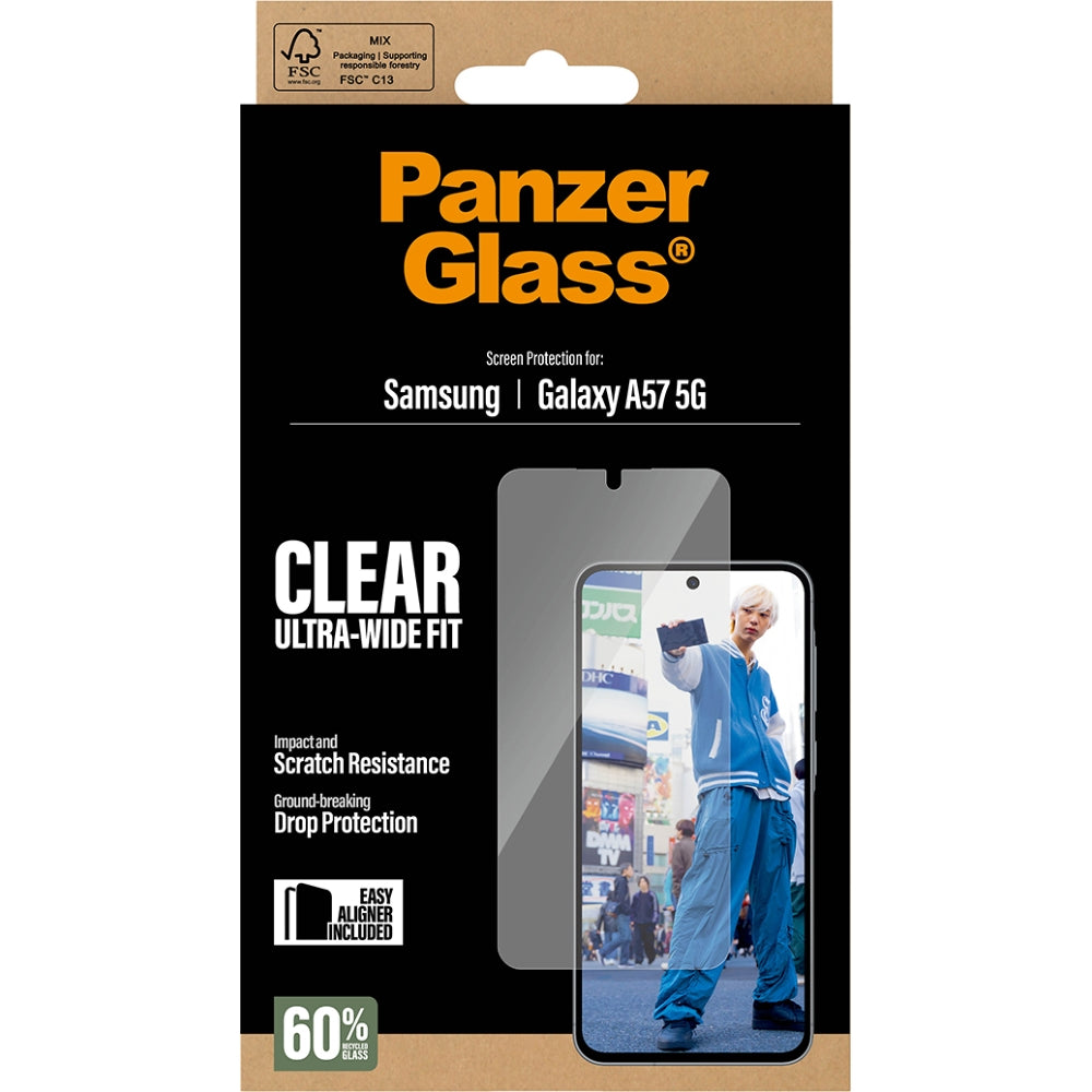 Gehärtetes Glas für Galaxy A57 5G, PanzerGlass Ultra-Wide Fit, Transparent