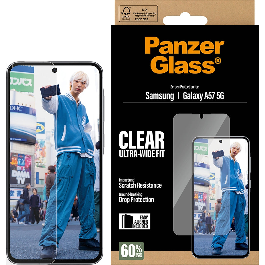 Gehärtetes Glas für Galaxy A57 5G, PanzerGlass Ultra-Wide Fit, Transparent