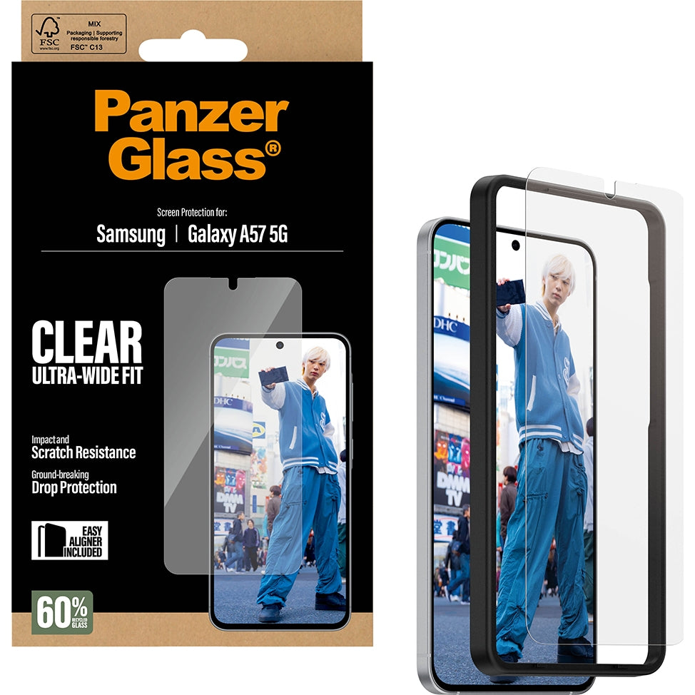 Gehärtetes Glas für Galaxy A57 5G, PanzerGlass Ultra-Wide Fit, Transparent