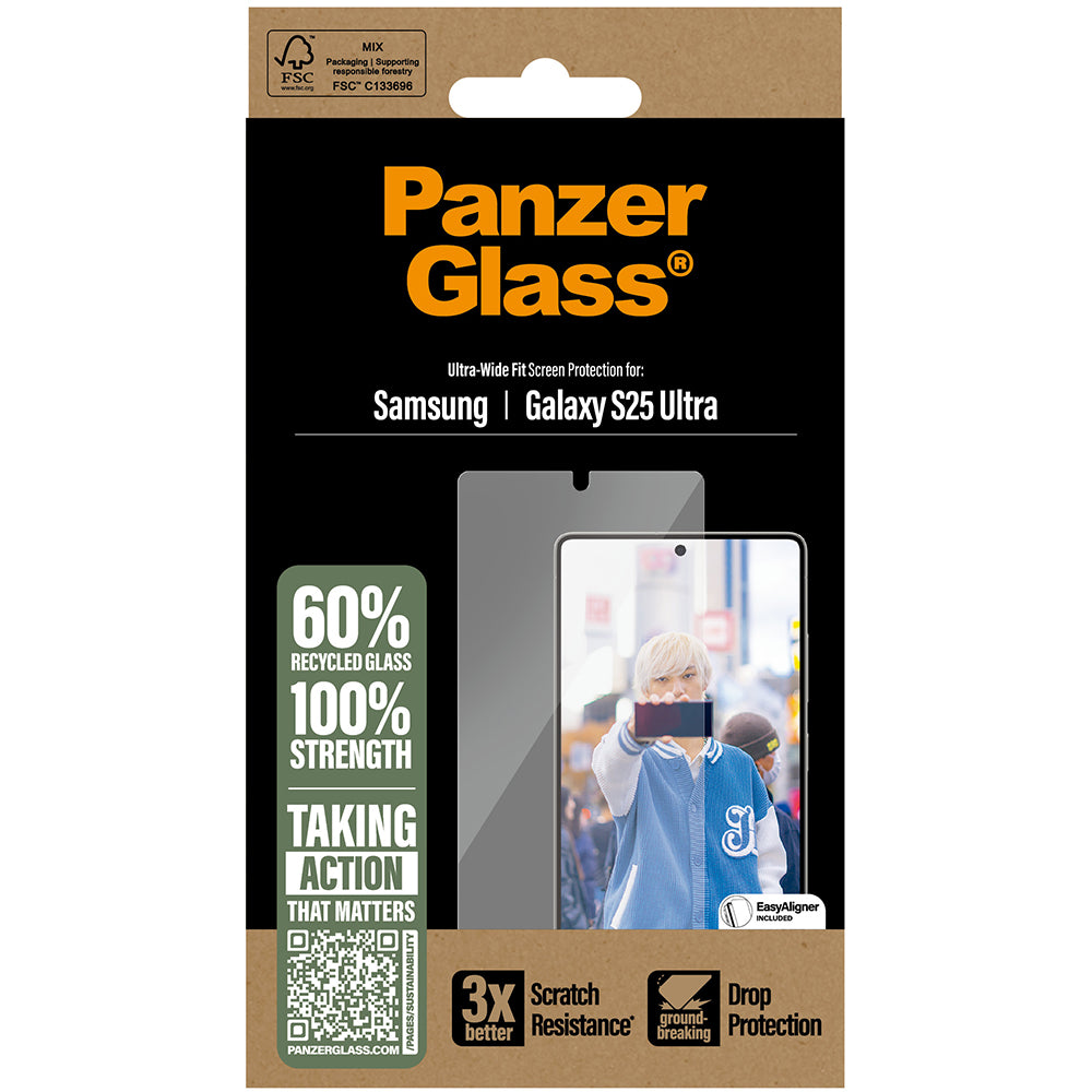 Gehärtetes Glas für Galaxy S25 Ultra PanzerGlass Ultra-Wide Fit, Transparent