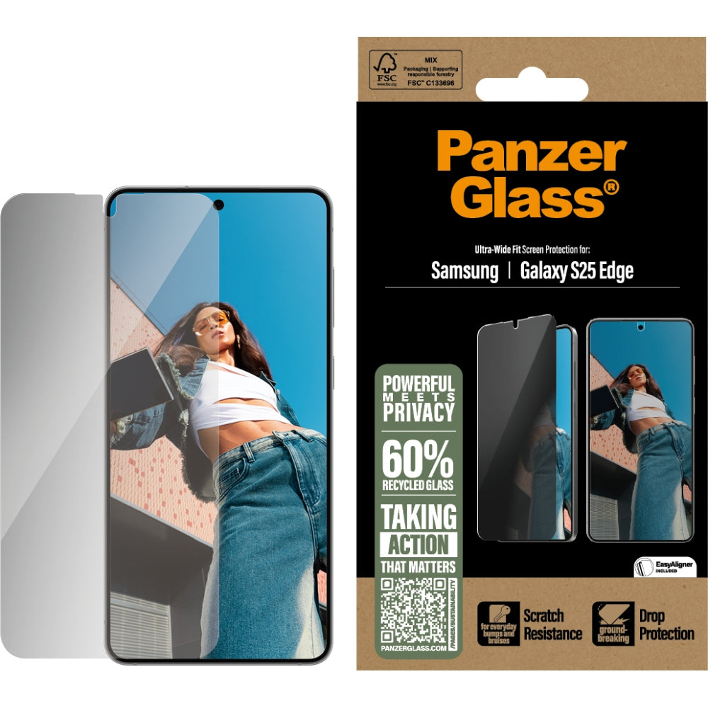 Gehärtetes Glas für Galaxy S25 Edge, PanzerGlass Ultra-Wide Fit Privacy, privatisieren