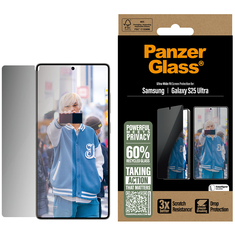 Gehärtetes Glas für Galaxy S25 Ultra, PanzerGlass Ultra-Wide Fit Privacy, privatisieren