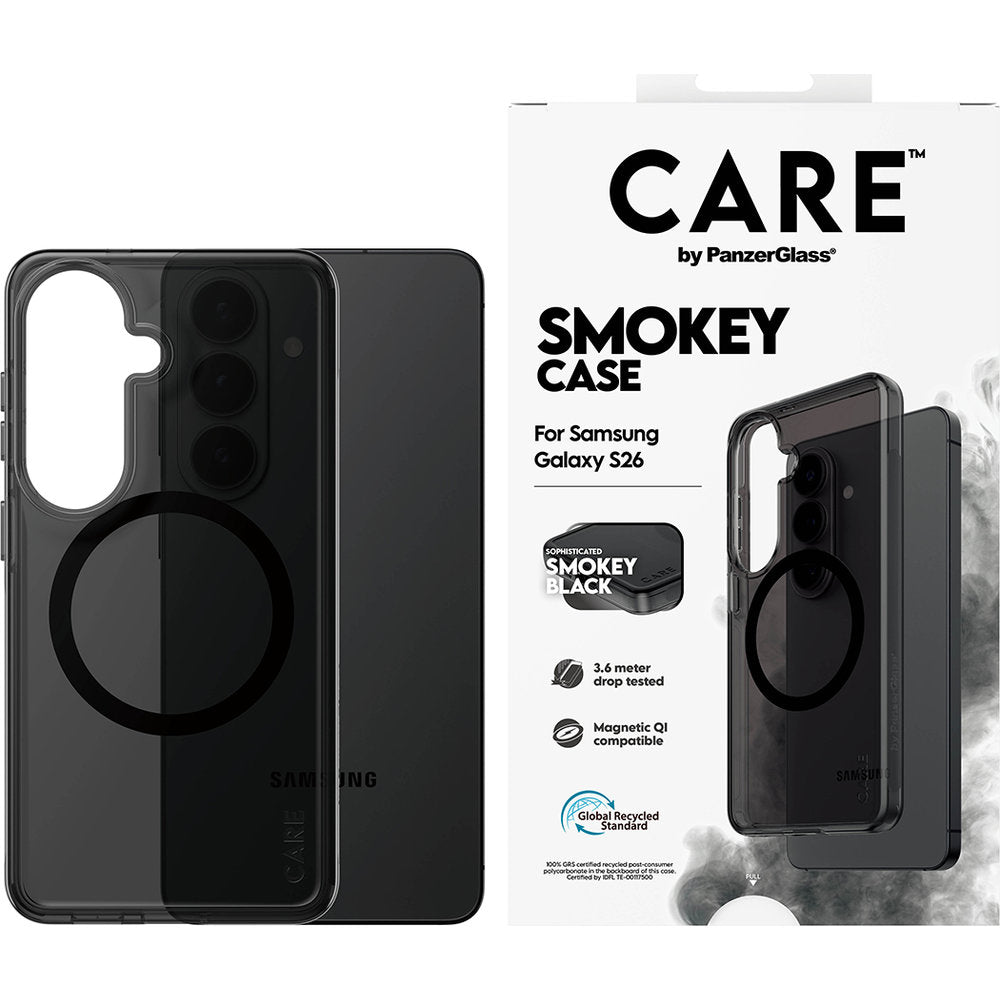 Handyhülle für Galaxy S26, CARE by PanzerGlass Smokey Case mit MagSafe, Rauchfarben