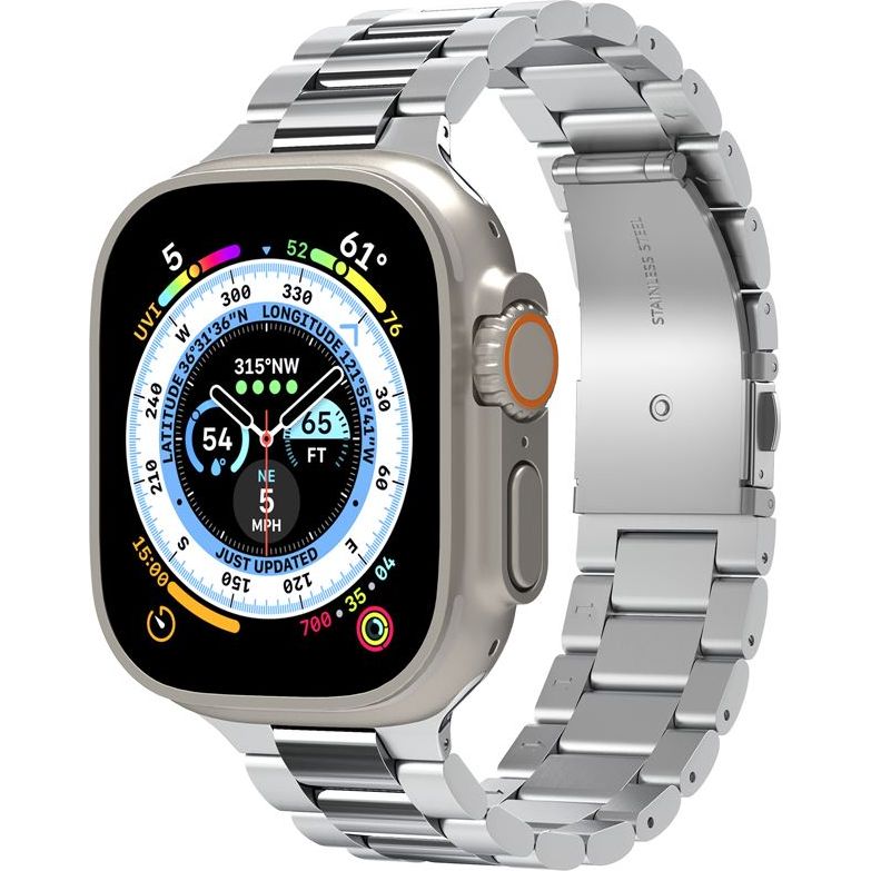 Armband für Apple Watch 49/46/45/44 mm, Spigen Modern Fit Band, Silbern