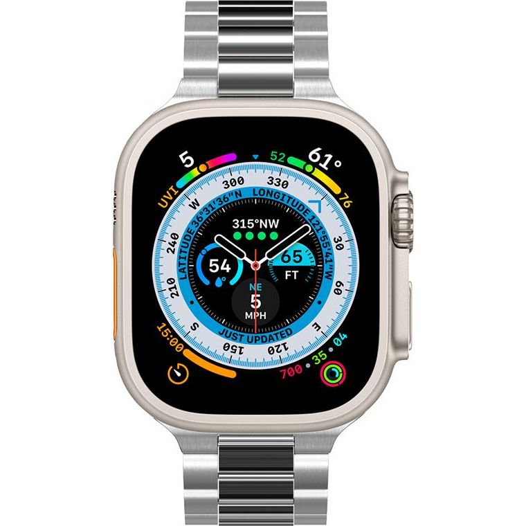 Armband für Apple Watch 49/46/45/44 mm, Spigen Modern Fit Band, Silbern