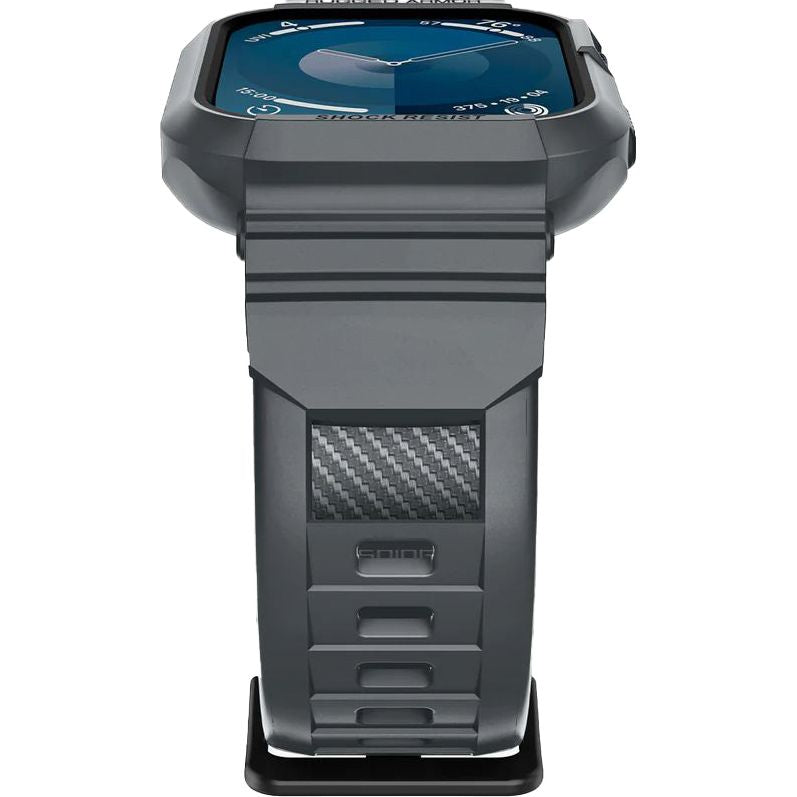 Schutzhülle mit Armband für Apple Watch 9/8/7/6/5/4/SE 45/44mm, Spigen Rugged Armor Pro, Grau