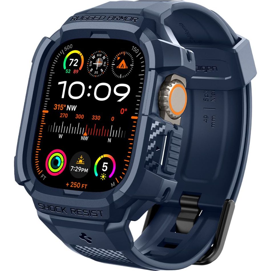 Schutzhülle mit Armband für Apple Watch Ultra 3/2/1 49 mm, Spigen Rugged Armor Pro, Dunkelblau