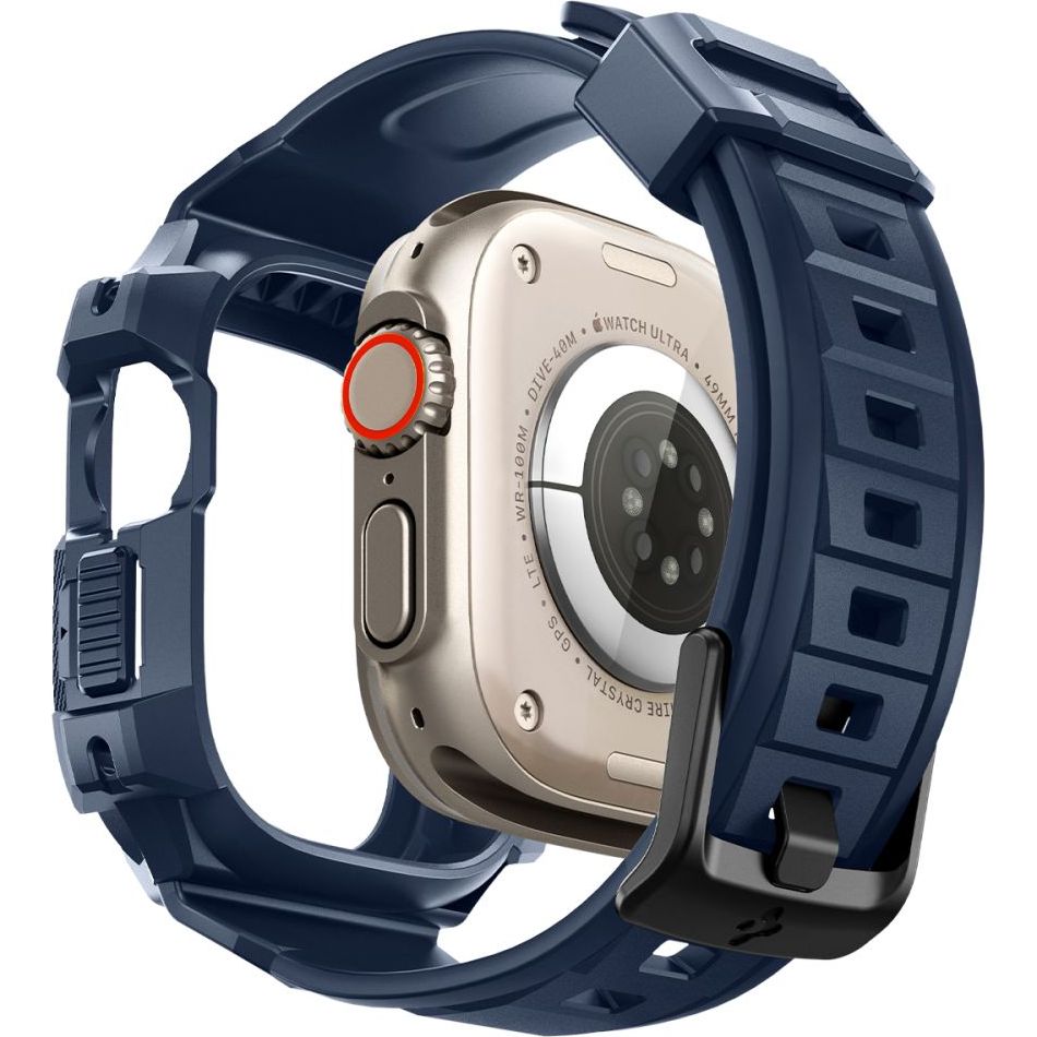 Schutzhülle mit Armband für Apple Watch Ultra 3/2/1 49 mm, Spigen Rugged Armor Pro, Dunkelblau
