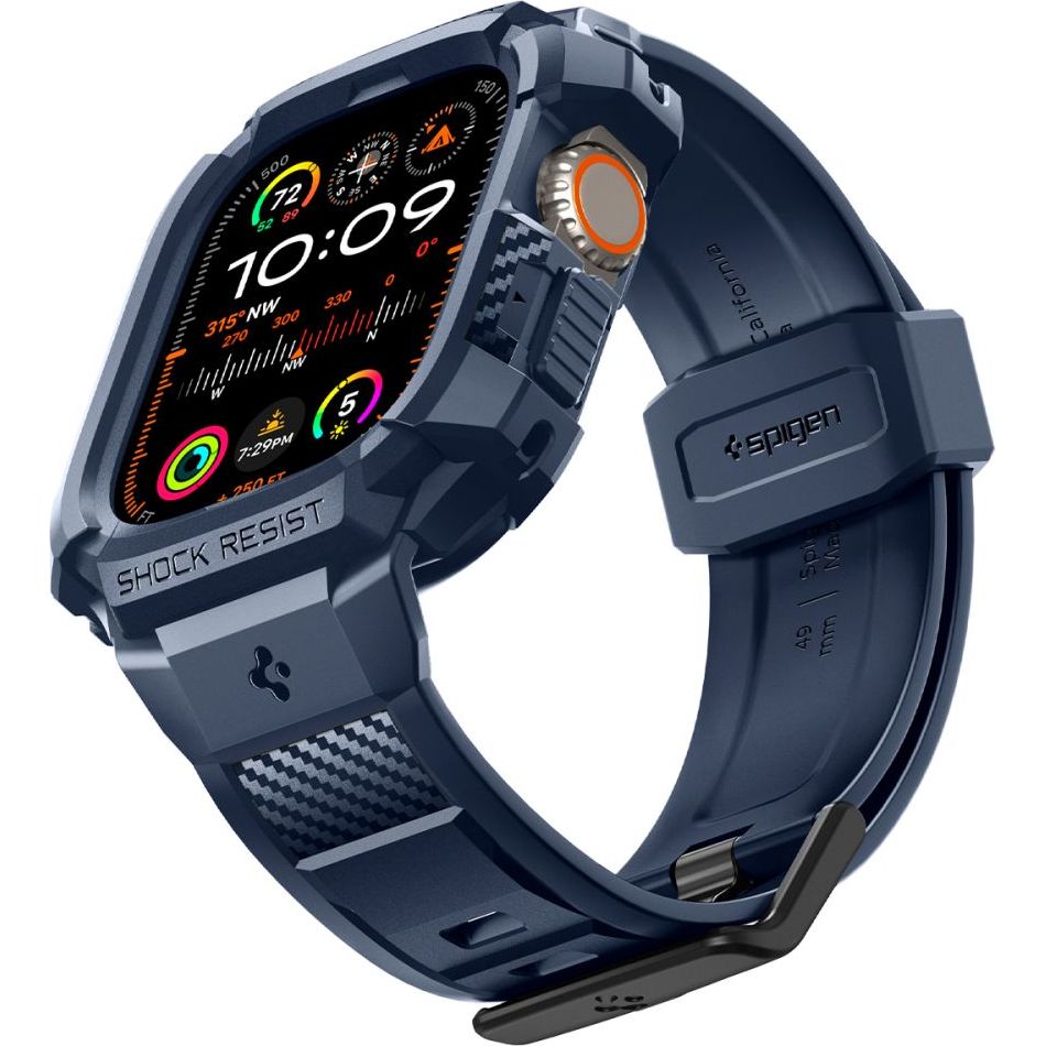 Schutzhülle mit Armband für Apple Watch Ultra 3/2/1 49 mm, Spigen Rugged Armor Pro, Dunkelblau