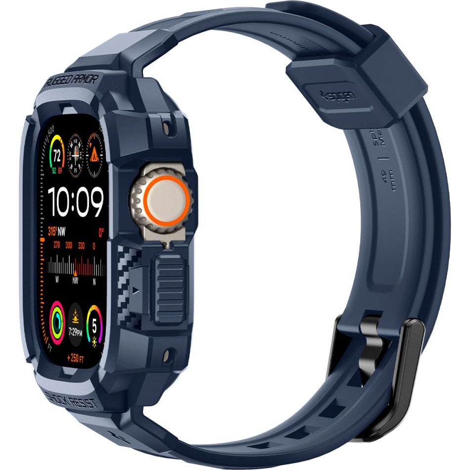 Schutzhülle mit Armband für Apple Watch Ultra 3/2/1 49 mm, Spigen Rugged Armor Pro, Dunkelblau