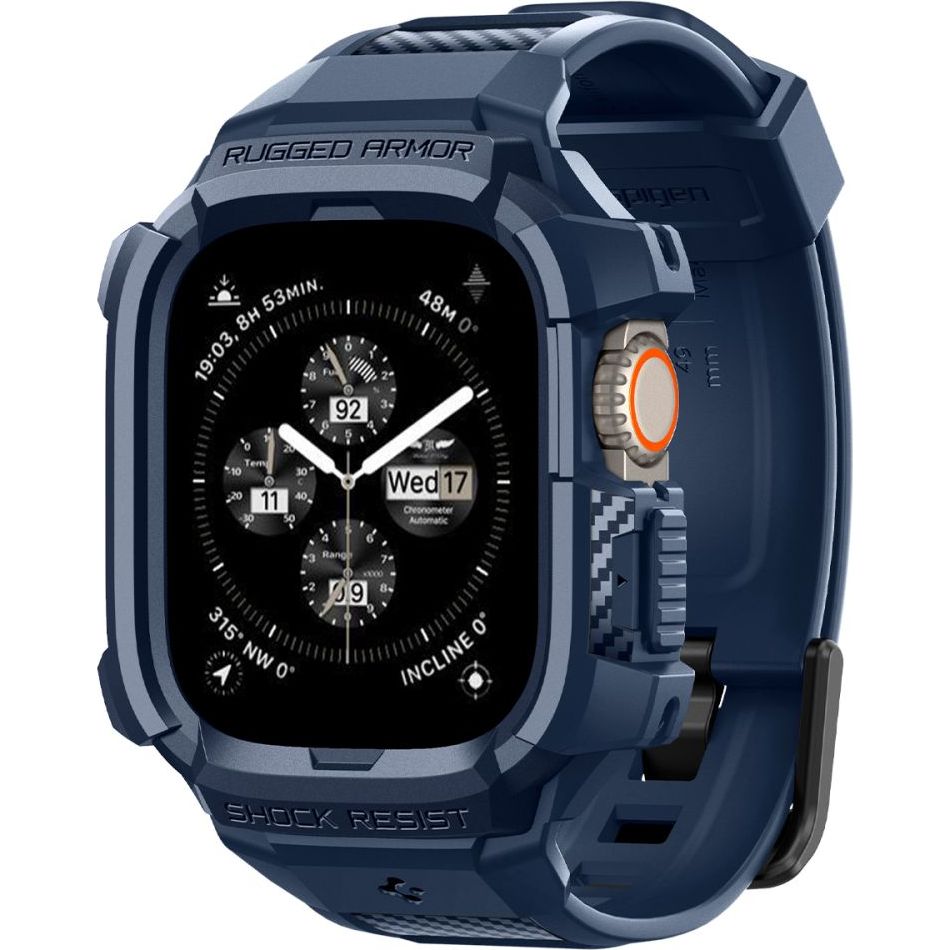 Schutzhülle mit Armband für Apple Watch Ultra 3/2/1 49 mm, Spigen Rugged Armor Pro, Dunkelblau