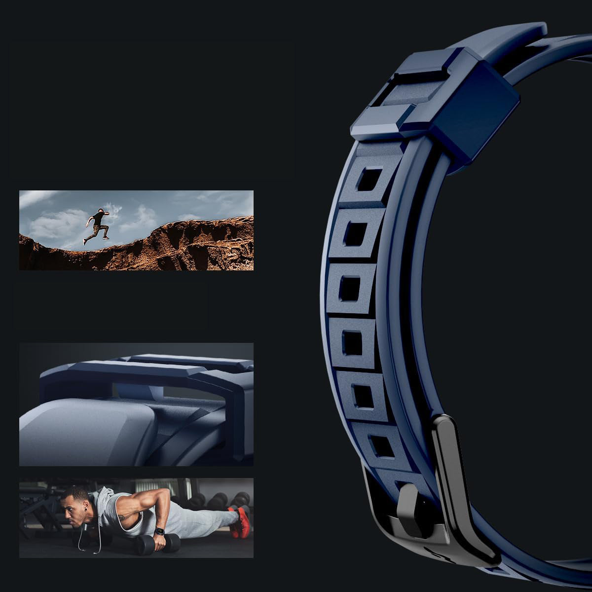 Schutzhülle mit Armband für Apple Watch Ultra 3/2/1 49 mm, Spigen Rugged Armor Pro, Dunkelblau