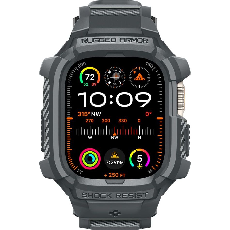 Schutzhülle mit Armband für Apple Watch Ultra 3/2/1 49 mm, Spigen Rugged Armor Pro, Grau