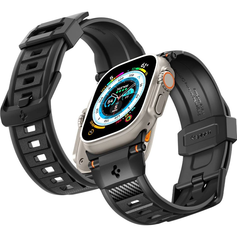 Armband für Apple Watch 49/46/45/44 mm, Spigen Rugged Ultra Band, Schwarz