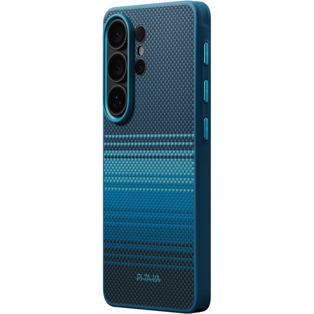 Aramid Handyhülle für Galaxy S26 Ultra, PITAKA Cairn Case mit MagSafe, Blau-schwarz