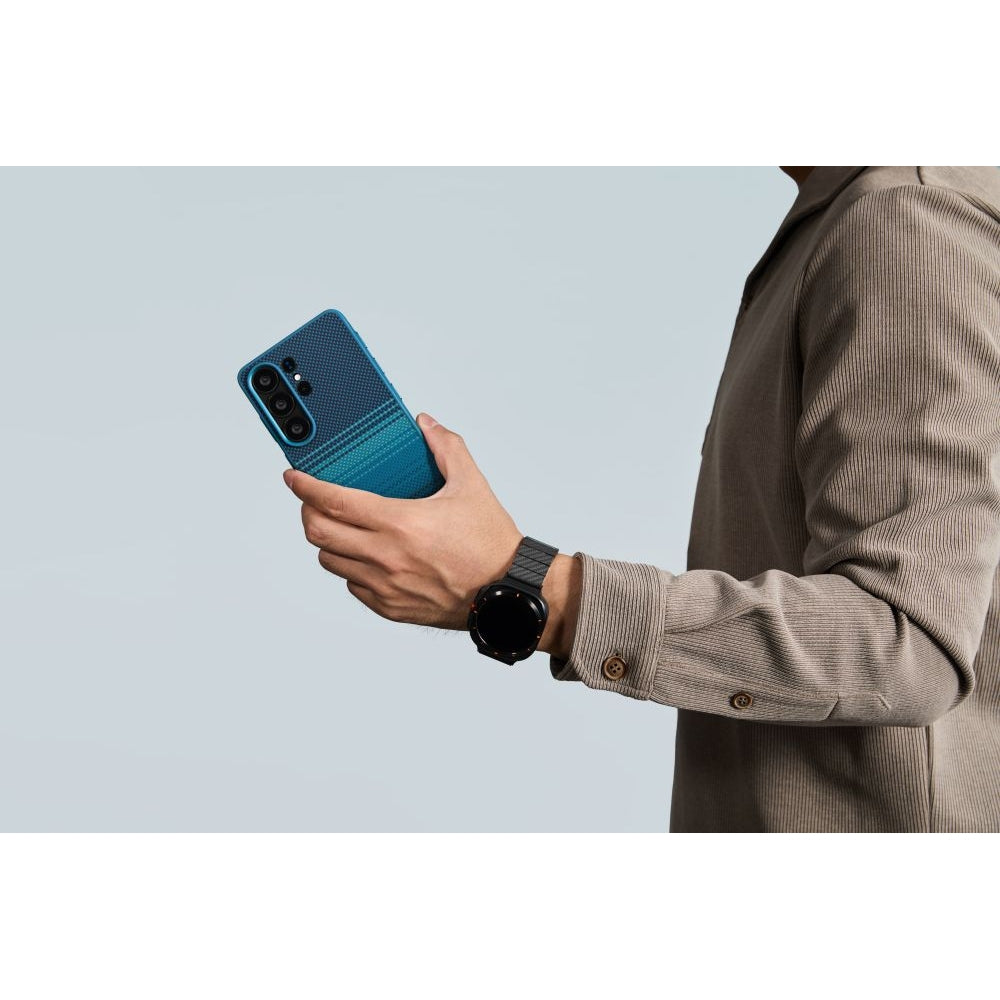 Aramid Handyhülle für Galaxy S26 Ultra, PITAKA Cairn Case mit MagSafe, Blau-schwarz