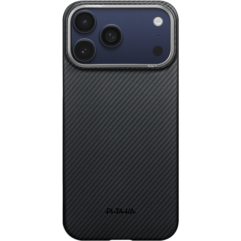 Aramid Handyhülle für iPhone 17 Pro, PITAKA Ultra-Slim Case PitaTap mit MagSafe, Schwarz