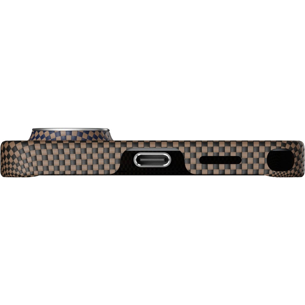 Aramid Handyhülle für Galaxy S26 Ultra, Pitaka Edge Case, mit programmierbaren Tasten Aaron Button, mit MagSafe, Braun-schwarz