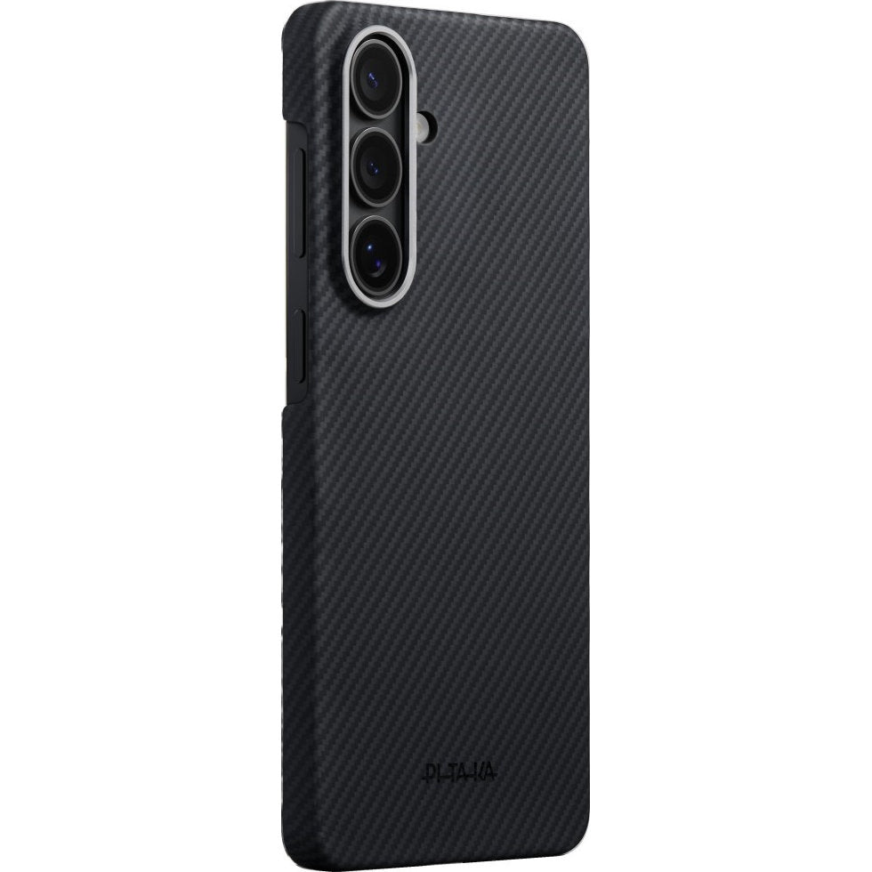 Aramid Handyhülle für Galaxy S26, Pitaka Edge Case, mit programmierbaren Tasten Aaron Button, mit MagSafe, Schwarz
