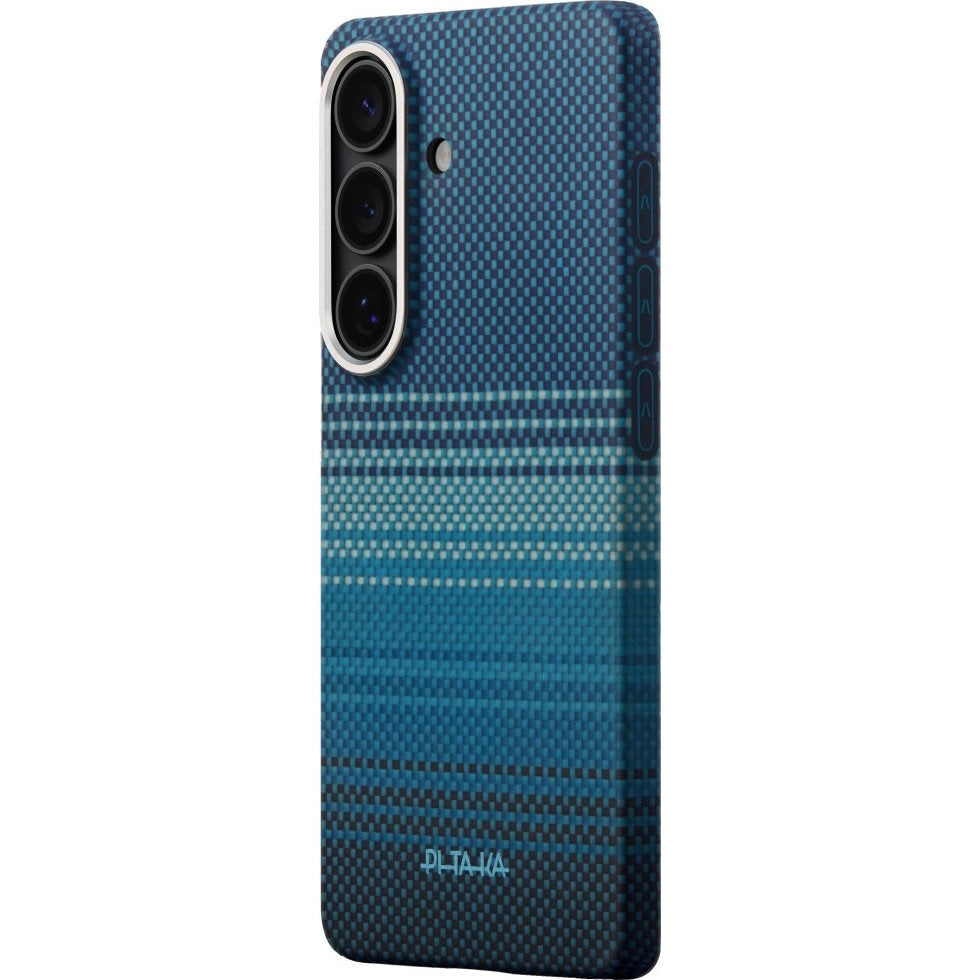 Aramid Handyhülle für Galaxy S26, Pitaka Edge Case, mit programmierbaren Tasten Aaron Button, mit MagSafe, Blau