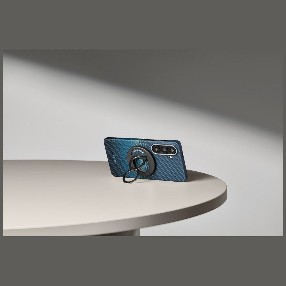 Aramid Handyhülle für Galaxy S26 Plus, Pitaka Edge Case, mit programmierbaren Tasten Aaron Button, mit MagSafe, Blau