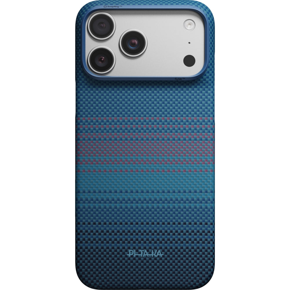 Aramid Handyhülle für iPhone 18 Pro Max / 17 Pro Max, PITAKA Ultra-Slim Case mit MagSafe, Blau mit Kevlar (1/3)