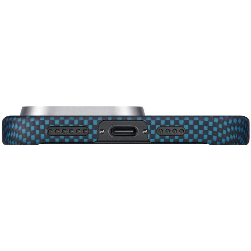 Aramid Handyhülle für iPhone 16 Pro Max, PITAKA Ultra-Slim Case PitaTap mit MagSafe, Blau ombre