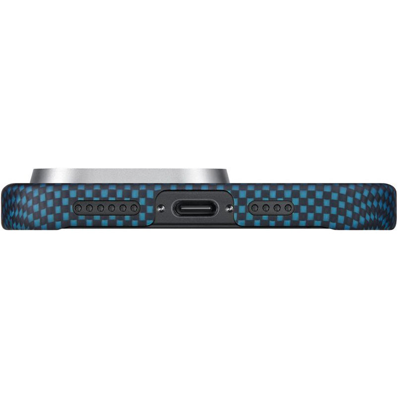 Aramid Handyhülle für iPhone 16 Pro, PITAKA Ultra-Slim Case PitaTap mit MagSafe, Blau ombre