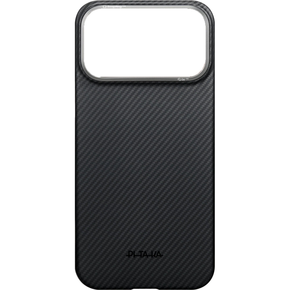 Aramid Handyhülle für iPhone 18 Pro Max / 17 Pro Max, PITAKA Ultra-Slim Case mit MagSafe, Schwarz-Grau