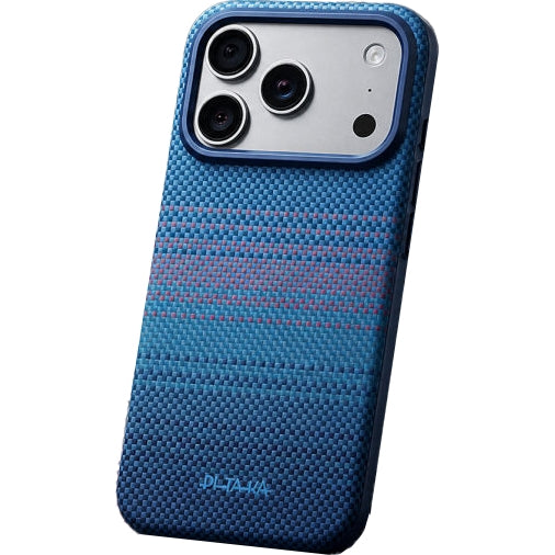 Aramid Handyhülle für iPhone 18 Pro / 17 Pro, PITAKA Ultra-Slim Case mit MagSafe, Blau mit Kevlar (2/3)