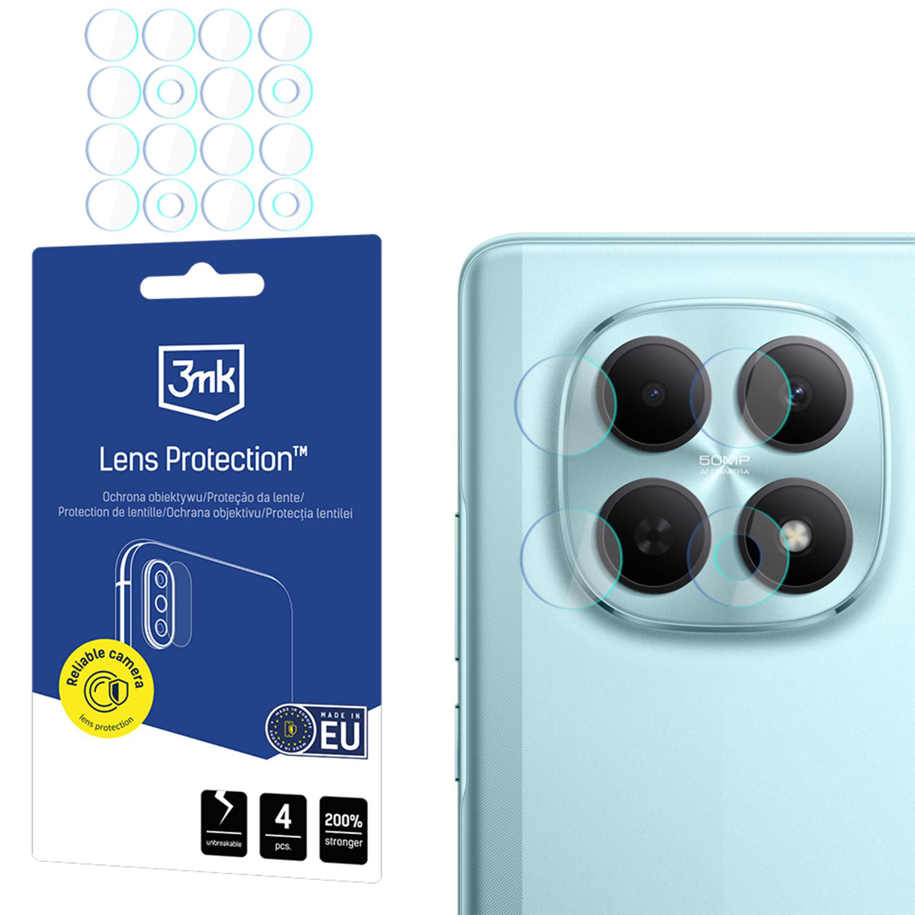 Objektivschutz für Poco M8 5G, 3mk Lens Protection, 4 Sätze