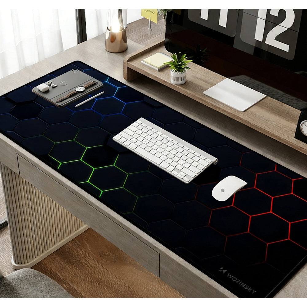 Gaming-Schreibtischunterlage wasserabweisend 30x80 cm, Wozinsky WPD-B800, Schwarz mit buntem Muster